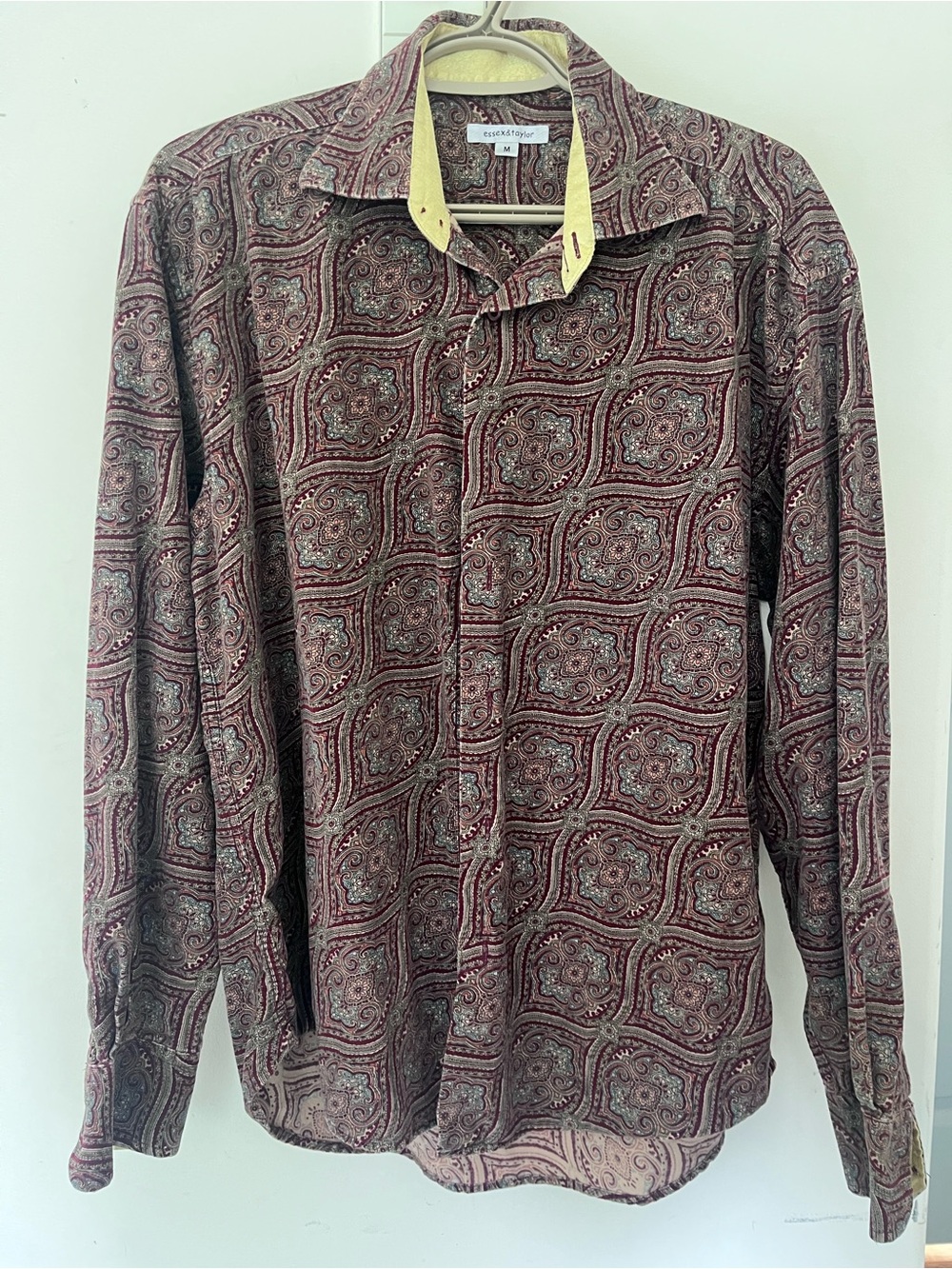 Paisley Button-Up Shirt in Burgundy and Taupe